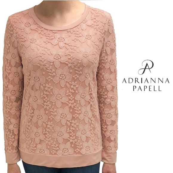 Adrianna Papell Tops - NEW Lace Top Adrianna Papell sheer lace sleeves